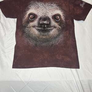 The Mountain Sloth Face Classic Brown Tie-Dye Adult Graphic T-Shirt
